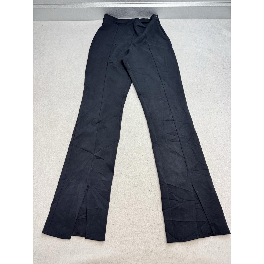 Reformation Dress Pants Womens Medium Black Micromodal Straight Leg Slit Hem